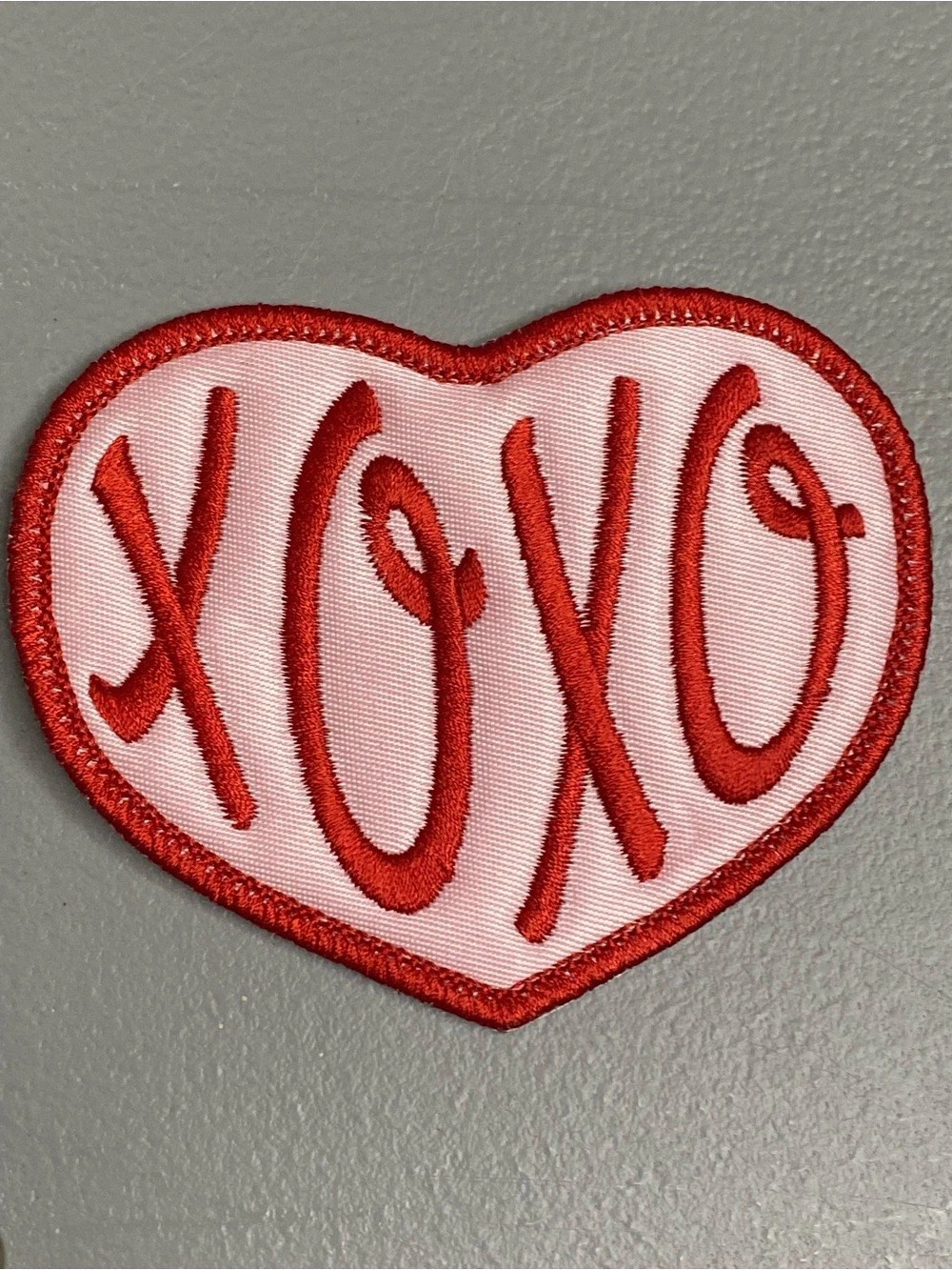 Stoney Clover Lane Embroidered Heart Patch XOXO in Red & Pink